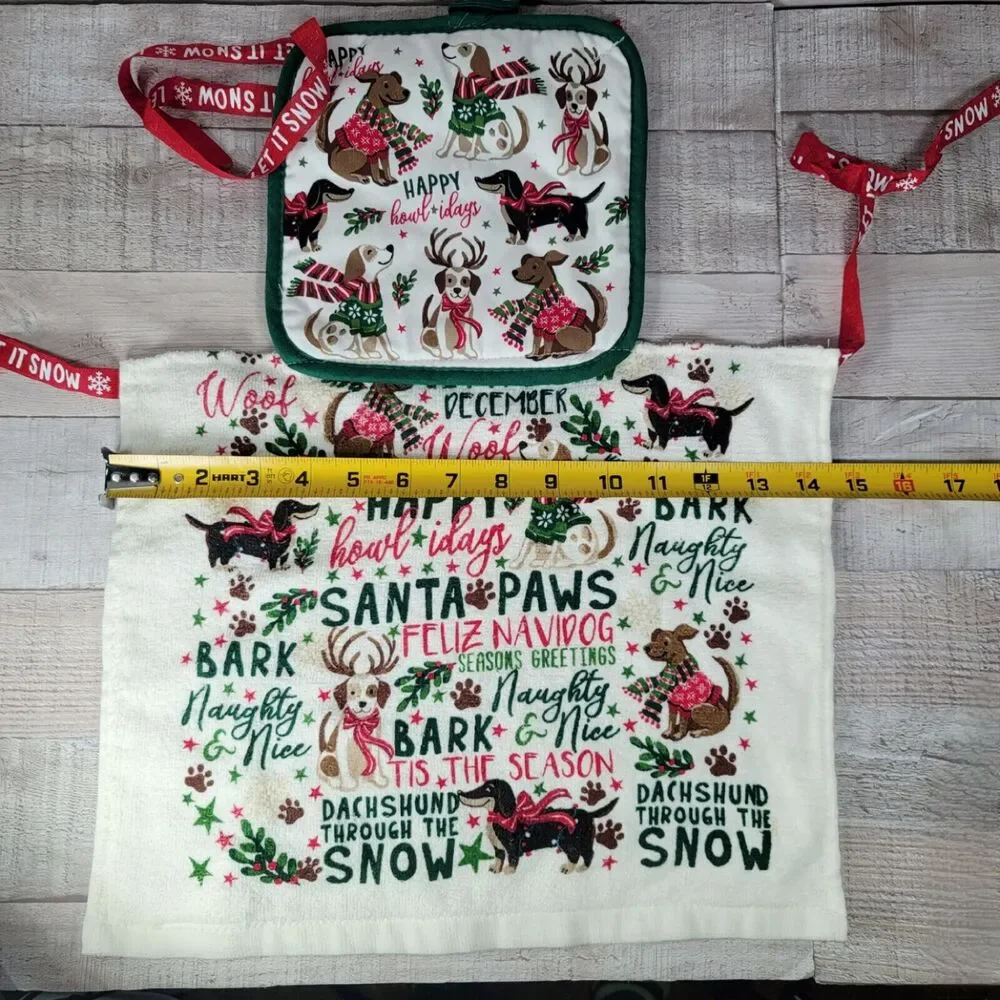 Child Holiday Christmas Apron Santa Paws Baking Hand Made